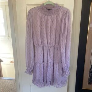 Lavender Long Sleeve Dress with Gold Accents